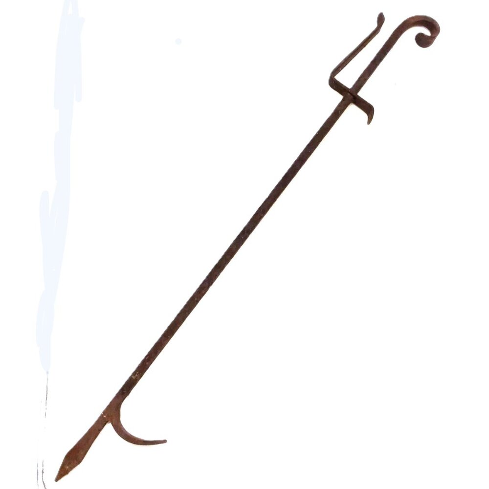 Vintage Iron Fireplace Poker Wood Stove Tool 30" Textured Sword Type Handle